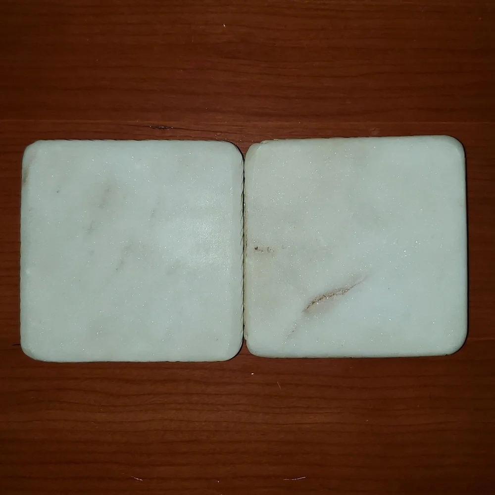 Set of White Marble Coasters (2)